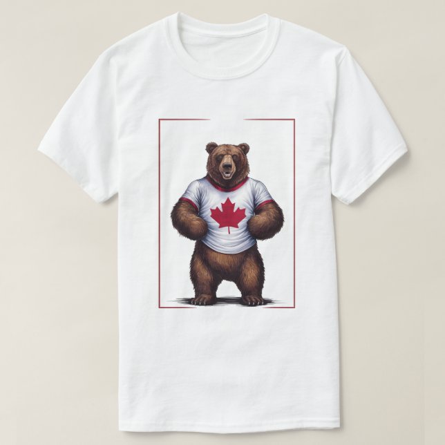 Camiseta Dia Curioso Grizzly Bear Maple Leaf de Canadá (Diseño del anverso)