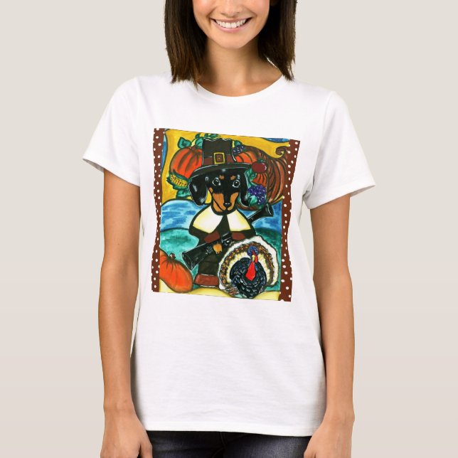 Camiseta Día de Acción de Gracias Dachshund (Anverso)