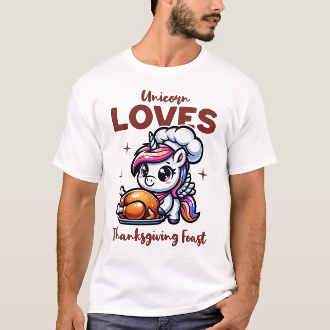 Camiseta Día de Acción de Gracias de Cute Unicorn (Anverso)