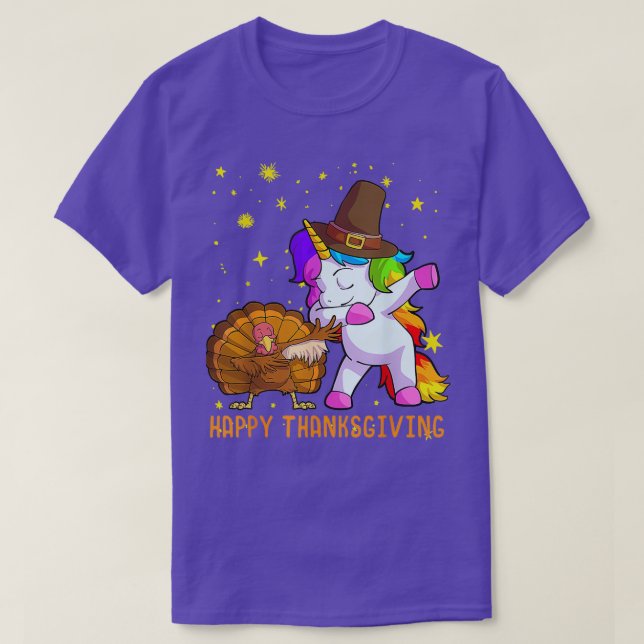 Camiseta Día de Acción de Gracias De Unicornio Para Chicas  (Diseño del anverso)