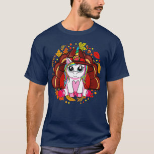 Camiseta Día De Acción De Gracias De Unicornio Para Chicas 