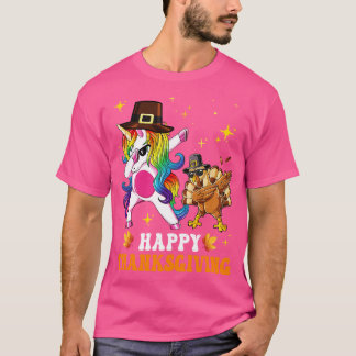 Camiseta Día de Acción de Gracias De Unicornio Para Chicas 