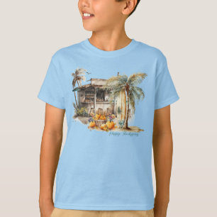 Camiseta Día de Acción de Gracias de Watercolor Beach