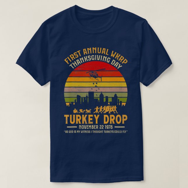 Camiseta Día de Acción de Gracias de WKRP Turquía Dejar a D (Diseño del anverso)