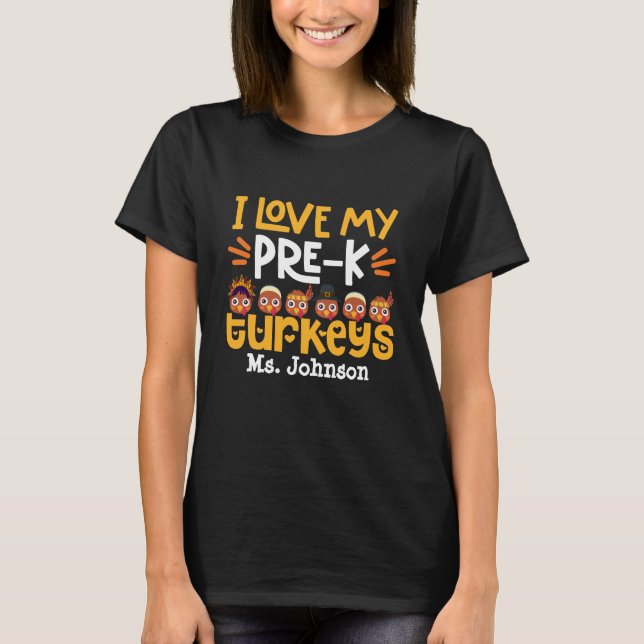 Camiseta Día de Acción de Gracias del Profesor Prek (Anverso)