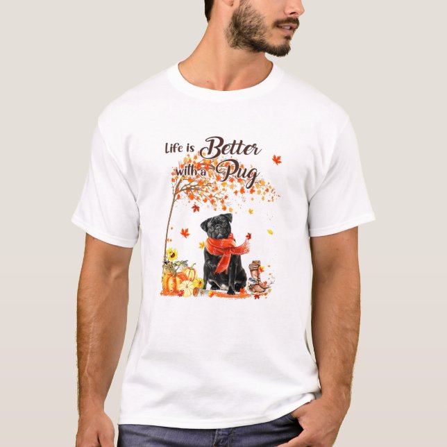 Camiseta Día de Acción de Gracias Día de Perro Cute Caída (Anverso)
