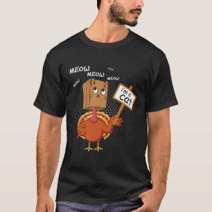 Camiseta Día de Acción de Gracias Divertido Gato Falso - Mi