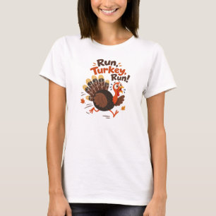 Camiseta Día de Acción de Gracias divertido - Pavo corriend