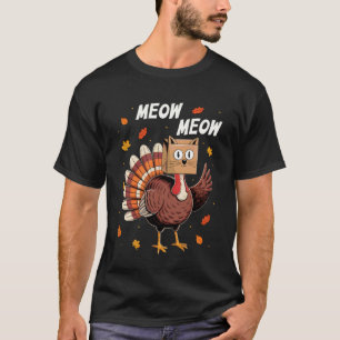 Camiseta Día de Acción de Gracias Divertido Pavo Gato Maull