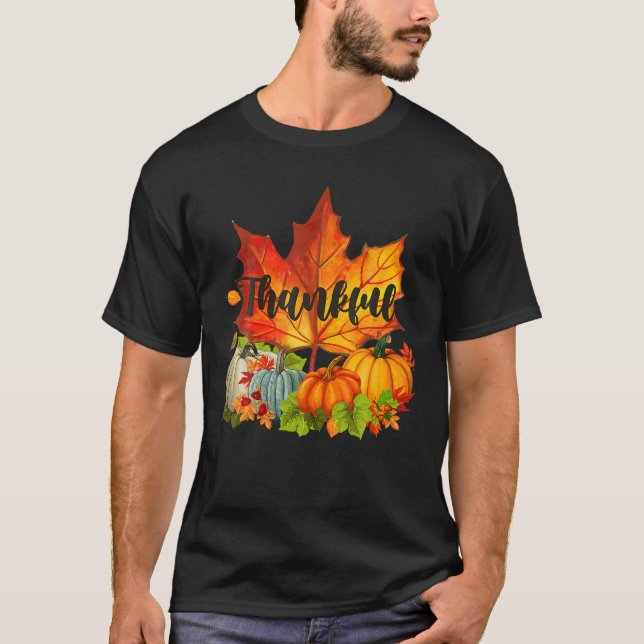 Camiseta Día de Acción de Gracias Feliz Otoño Cae Hojas de  (Anverso)