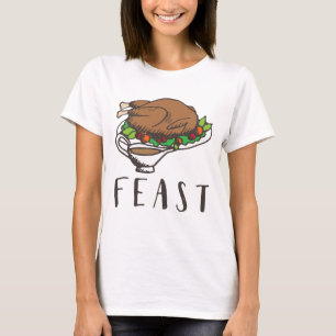 Camiseta Día de Acción de Gracias Festín con pavo y salsa