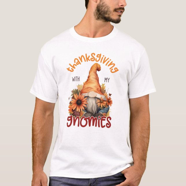 Camiseta Día de Acción de Gracias Floral con mis gnomos (Anverso)