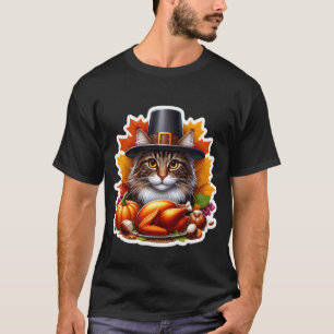 Camiseta Día de Acción de Gracias Maine Coon Dueño de Gato