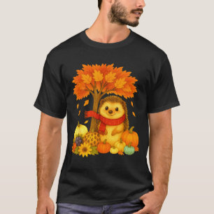 Camiseta Día de Acción de Gracias Otoño Caída Erizo Hoja Ár