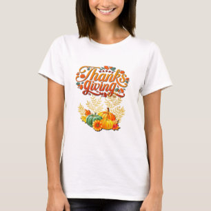 Camiseta Día de Acción de Gracias Otoño Hojas de Arce y cal