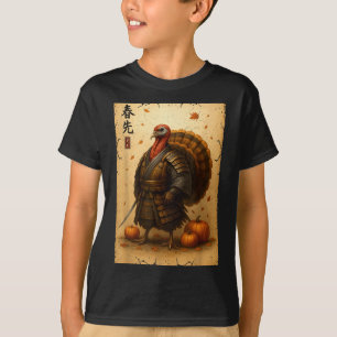 Camiseta Día de Acción de Gracias Pavo Japonés Guerrero Sam