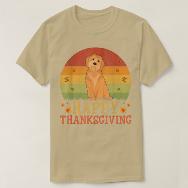 Camiseta Día de Acción de Gracias Retro Goldendoodle Perro  (Diseño del anverso)