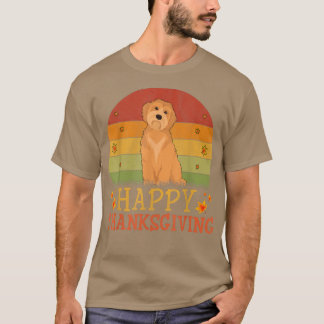 Camiseta Día de Acción de Gracias Retro Goldendoodle Perro