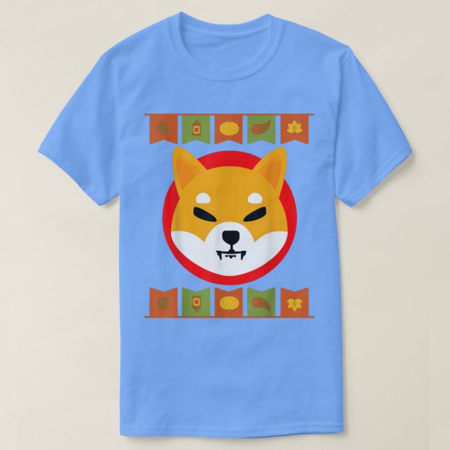 Camiseta Día de Acción de Gracias Shiba Inu, se mantiene la (Diseño del anverso)