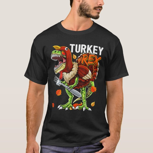 Camiseta Día de Acción de Gracias T Rex Dinosaur Turkey Cos (Anverso)
