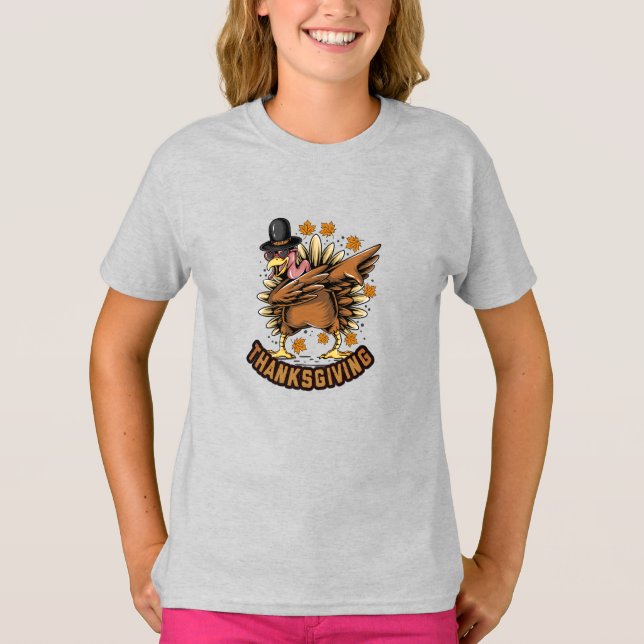 Camiseta Día de Acción de Gracias Turquía bailando estilo d (Anverso)