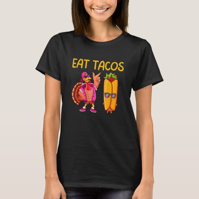 Camiseta Día de Acción de Gracias Turquía come tacos niños  (Anverso)