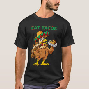 Camiseta Día de Acción de Gracias Turquía come tacos sombre