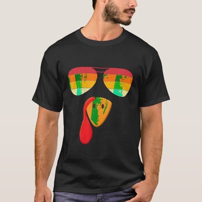 Camiseta Día de Acción de Gracias Turquía enfrenta lentes d (Anverso)