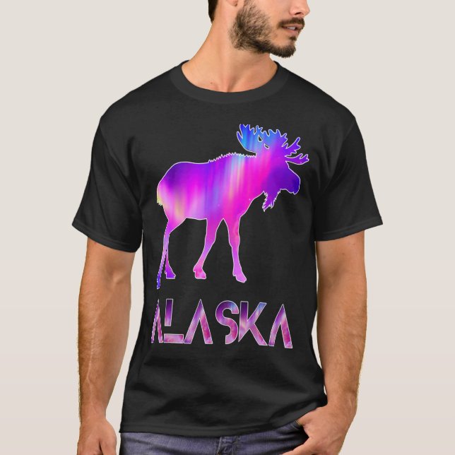 Camiseta Día De Alaska Moose Aurora Borealis De Noche (Anverso)