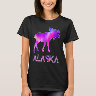Camiseta Día De Alaska Moose Aurora Borealis De Noche