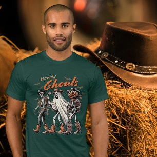 Camiseta Día de Brujas de Western Vintage Howdy Ghouls