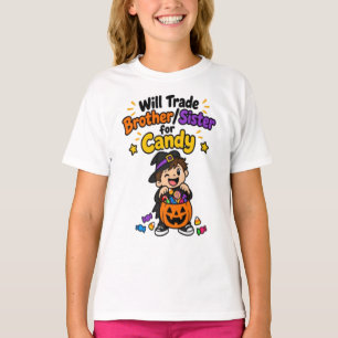 Camiseta Día de Brujas Divertido de Hermanos Intercambiará 