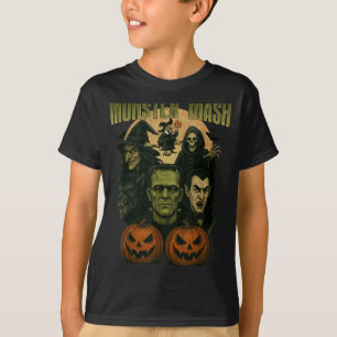 Camiseta Día de brujas retro divertido monstruo clásico esp