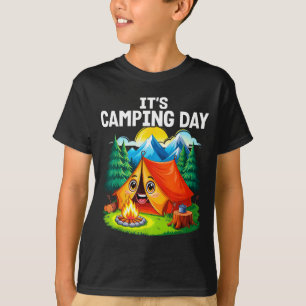Camiseta Día de camping feliz aventurero de tienda al aire