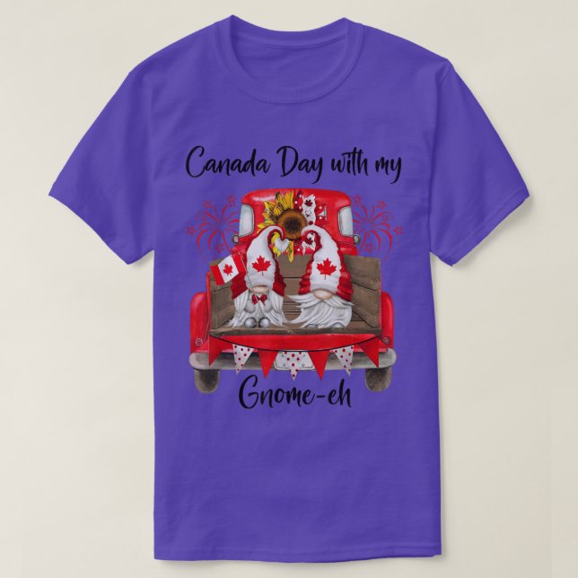 Camiseta Día de Canadá con mi Gnome Canadiense Sunflower Fu (Diseño del anverso)