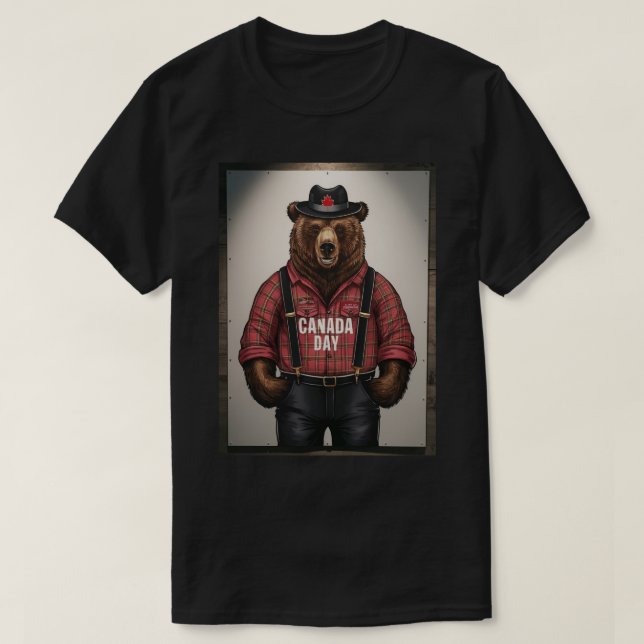 Camiseta Día de Canadá del Leñador Oso (Diseño del anverso)