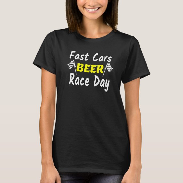 Camiseta Día De Carreras De Cervezas En Coches Rápidos (Anverso)