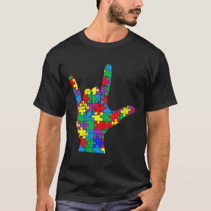 Camiseta Día de Concienciación Niño Autista Asl Amor Idioma