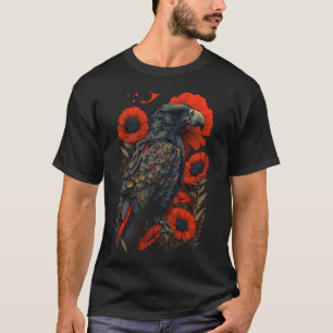 Camiseta Día de Conmemoración Flor de Adormidera Roja Águil