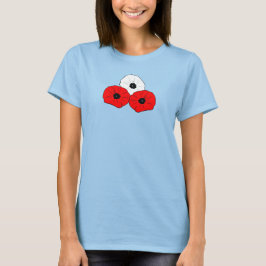 Camiseta Día de Conmemoración Peach Red and White Poppies