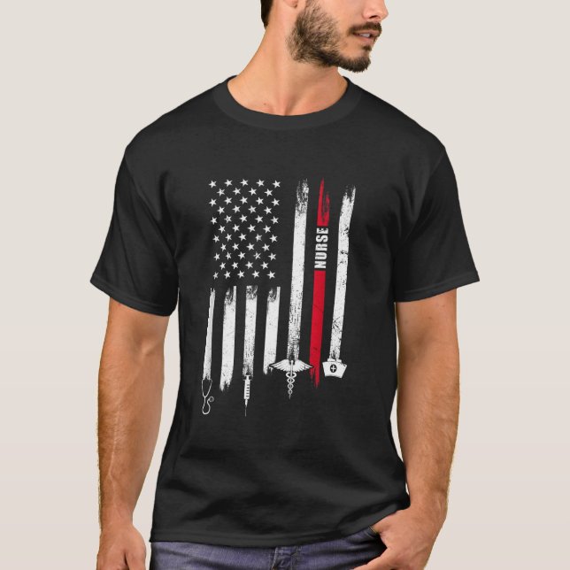 Camiseta Día de Enfermería de Bandera Americana (Anverso)