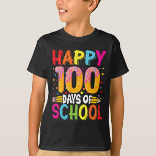 Camiseta Día De Enseñanza Niños Niños Niños Felices 100 Día