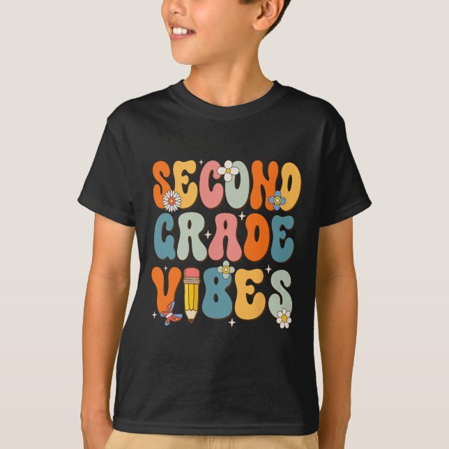 Camiseta Día De Escuela Vibraciones De Segundo Grado De Reg (Anverso)