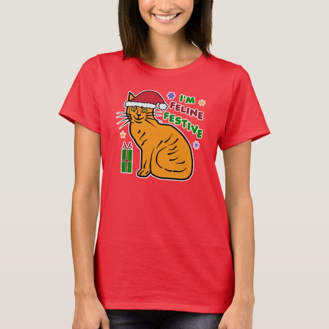 Camiseta Día de fiesta festivo felino del retruécano del (Anverso)