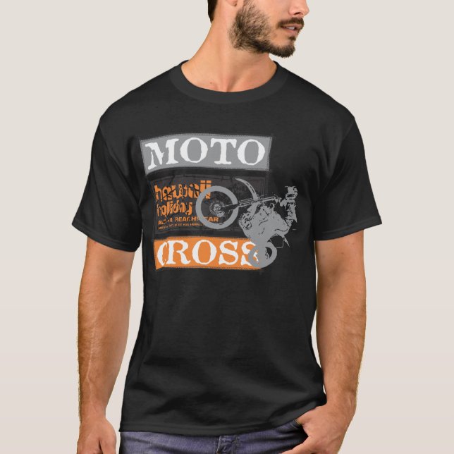 Camiseta Día de fiesta negro de Hawaii del motocrós de los (Anverso)