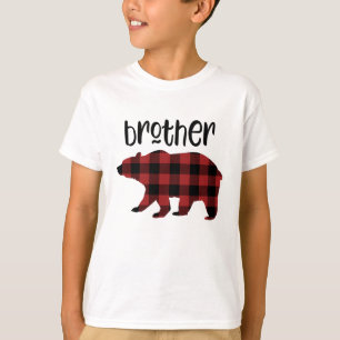 Camiseta Día de fiesta rojo del oso de Brother de la tela