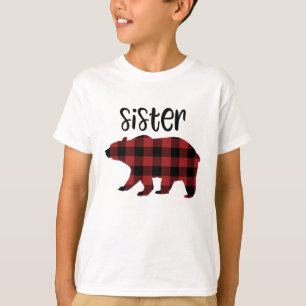 Camiseta Día de fiesta rojo del oso de la hermana de la
