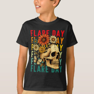 Camiseta Día de Flare Fibromialgia Disautonomía Cráneo Invi