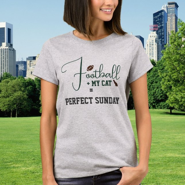 Camiseta Día de fútbol Script gato mamá Verde Luz Acero (Subido por el creador)