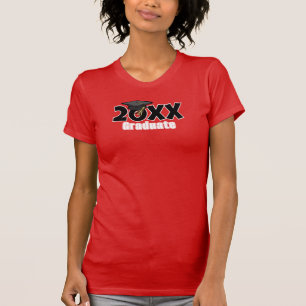 Camiseta Día de Graduación Año Gorra de Graduado Negra Blan